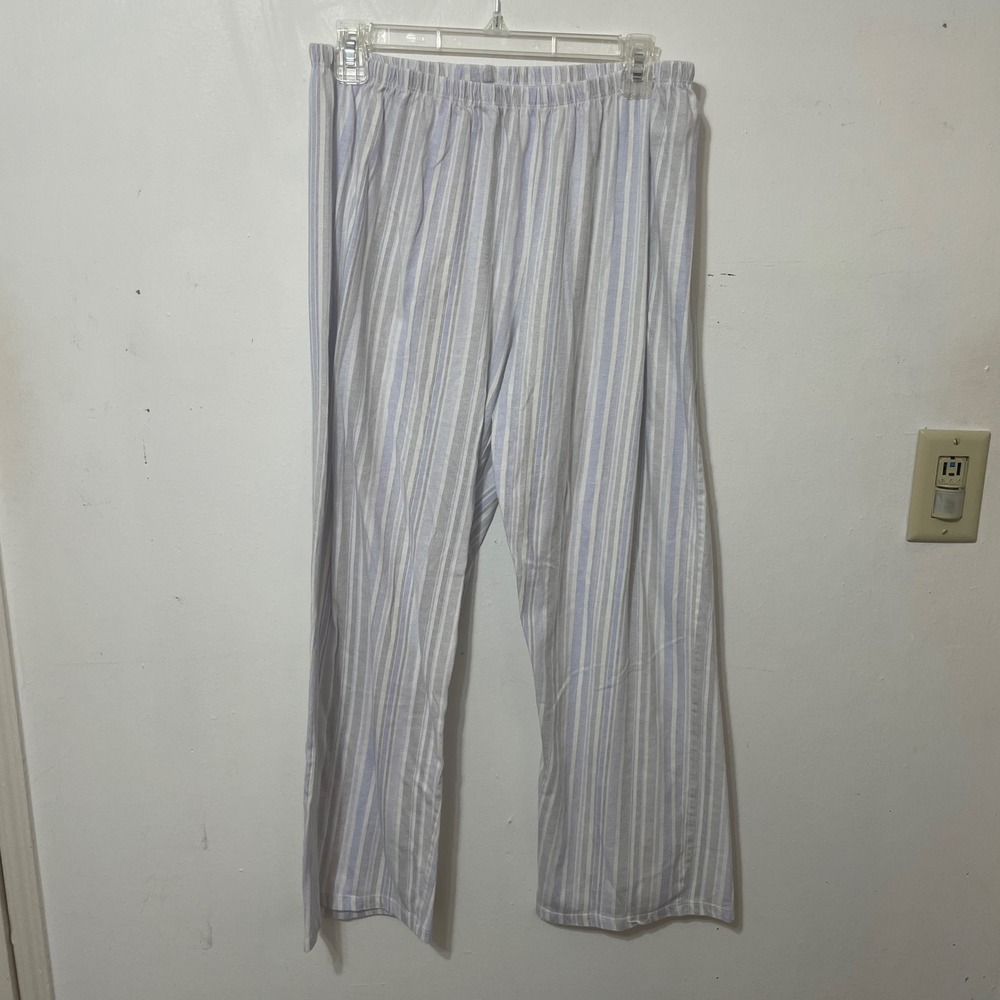Laura Ashley Pajama Set Women's Size L Striped Button Top Pants Lounge Sleepwear - Picture 7 of 9